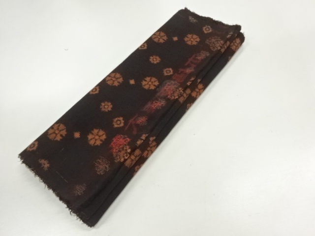 JAPANESE KIMONO / ANTIQUE BOLT FOR KIMONO / SILK / DORO OSHIMA TSUMUGI / WOVEN FLOWER